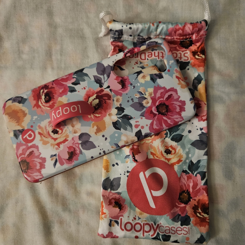 Samssung Galaxy S23+ Loopy Pink Floral Case with Matching Pouch & Loop